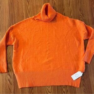 LILLUSORY Women's Turtleneck Sweater, Bright Orange, size Large